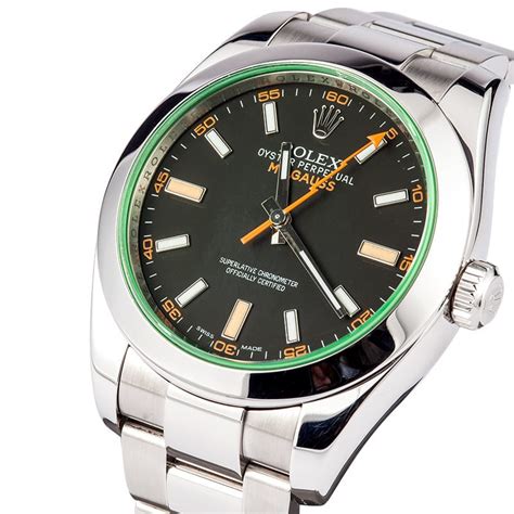 rolex milgauss watch steel green crystal limited edition|Rolex Milgauss 116400 white dial.